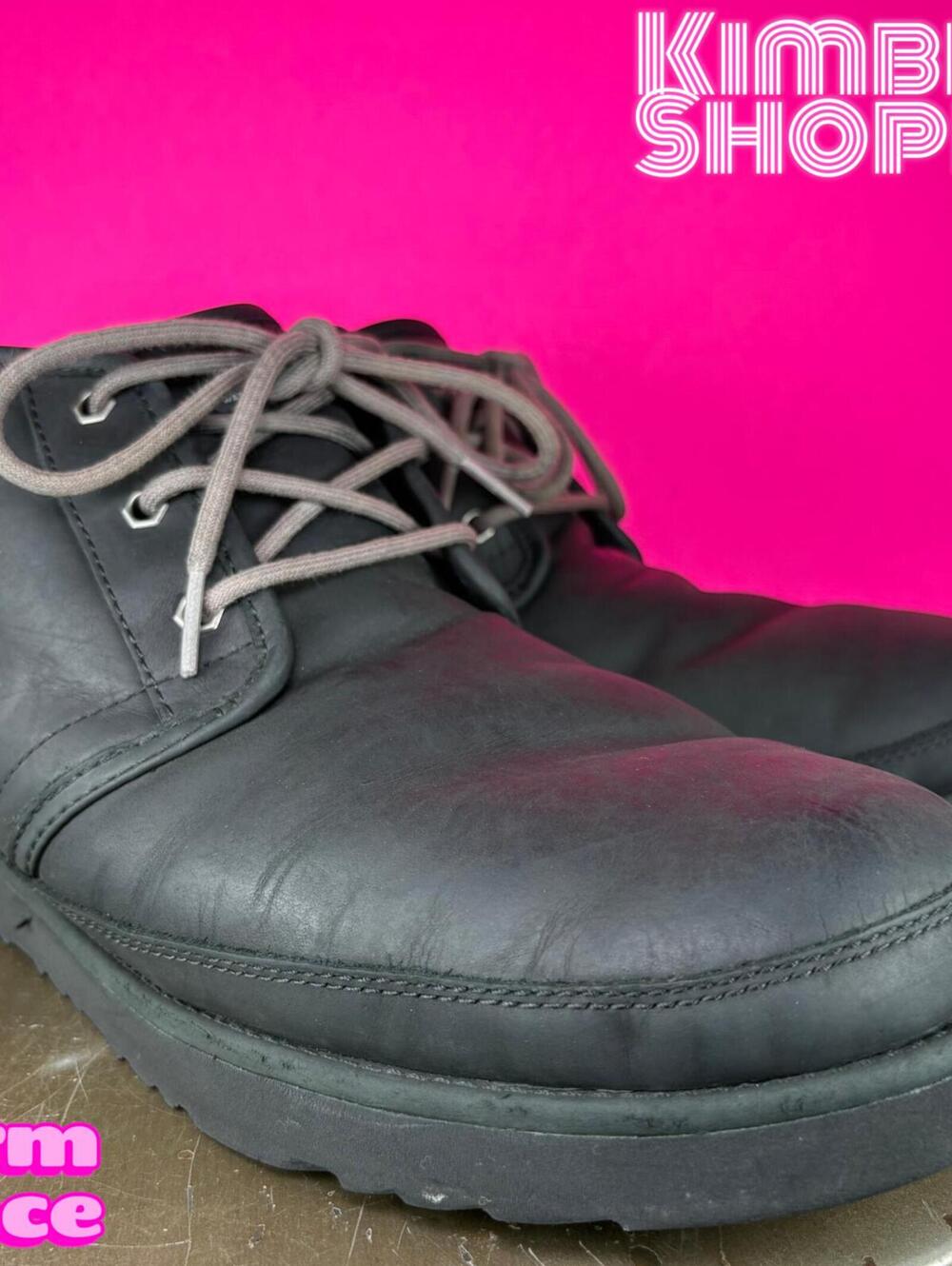 UGG Neumel Black Leather Wool Lined Waterproof Chukka Boot US 13 UK 12 EU 46